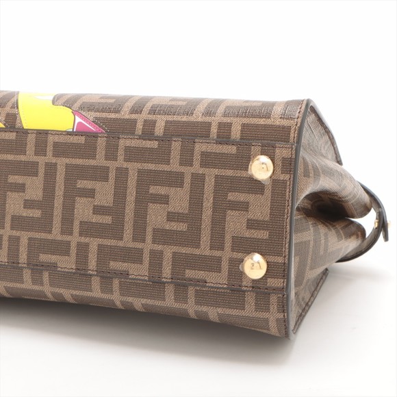 Fendi Mini Peekaboo Zucca Leather 2WAY Handbag Brown - Picture 3 of 10